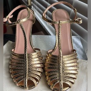 J. Crew Gold Strappy Heels